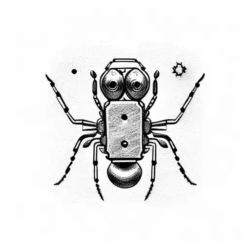 A Mechanical Spider Crawling Across A Circuit Board