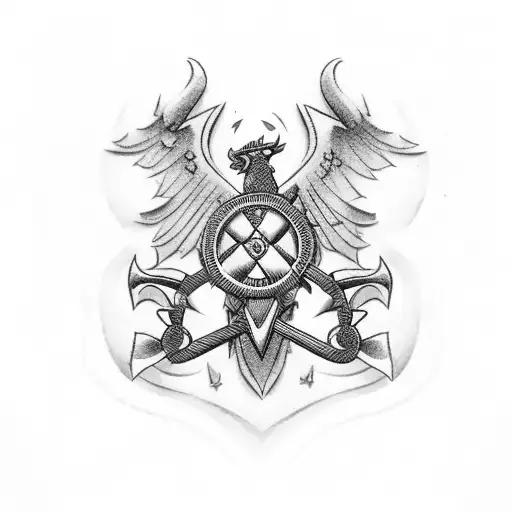 Military Firefighter Emblem With A Marathon Runner Silhouette Incorporated