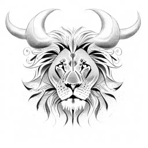 Half Lion Half Bull Face