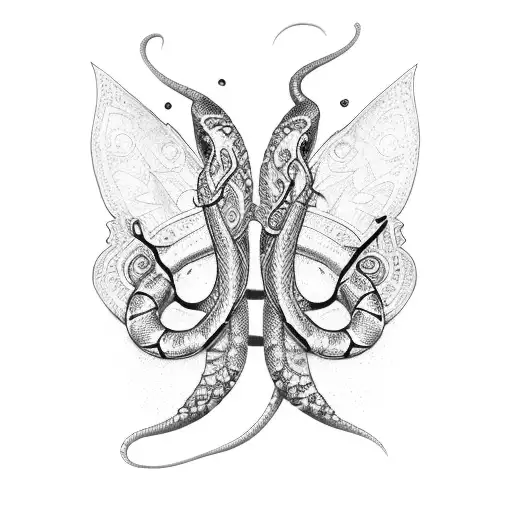 Butterflies Knife And Snake