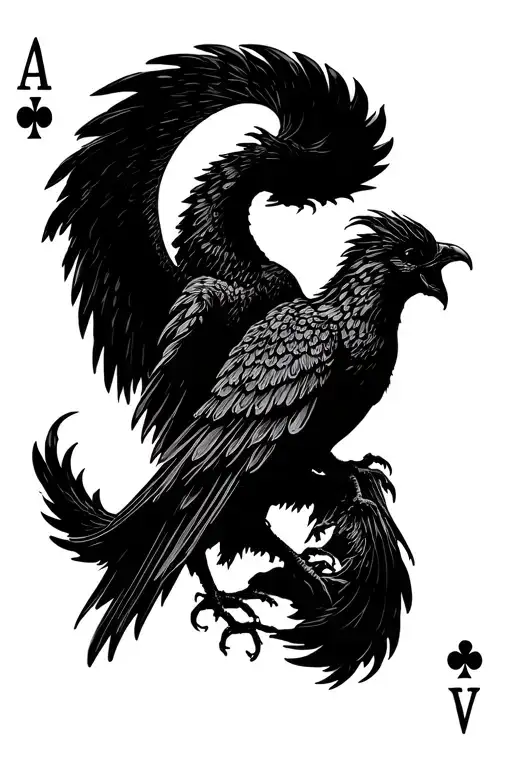 Joker Card Phoenix Emerging Outside Of Card Deck