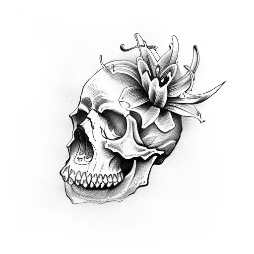 Skull White Lilies For Woman