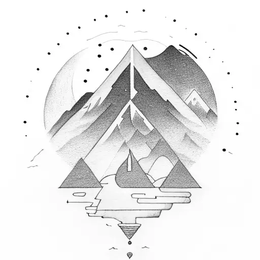 A Chakra Symbol Incorporated Into A Black And Grey Mountain Landscape