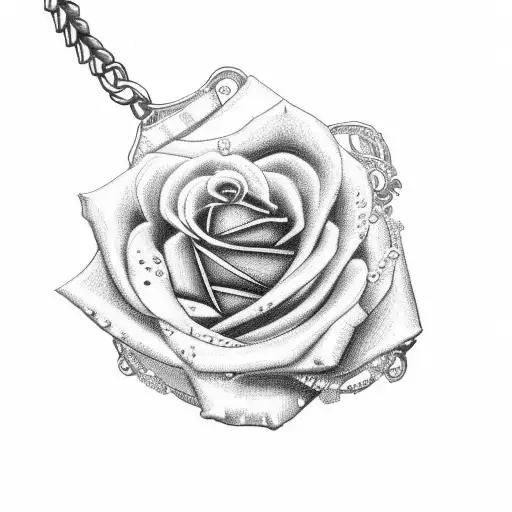 Pocket Watch With Rose Bush Around The Chain