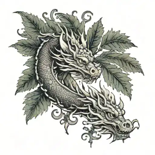 Dragon And Fern Leaf
