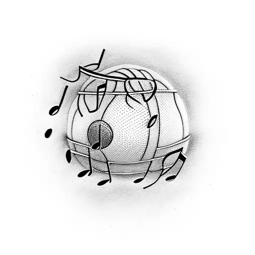 Music Notes With A Basketball Instead Of The Circle
