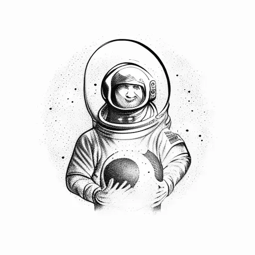 Astronaut Hold A Basketball Wirth Rocker Motif