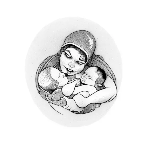 Mother Baby With 2Kids