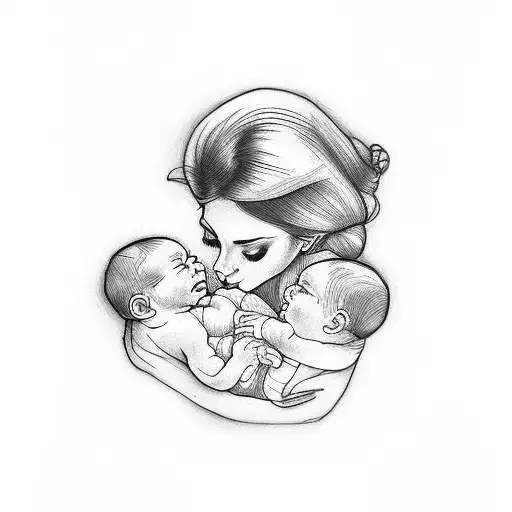 Mother With Baby Boy And Two Kids