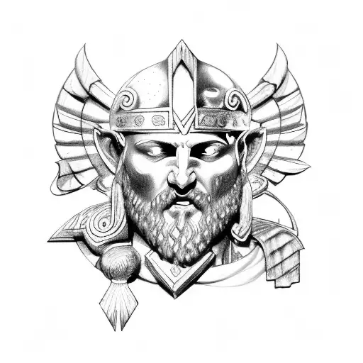 Black And White Roman God Of War For Chest Tattoomars