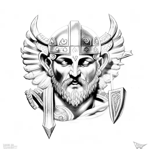 Black And White Roman God Of War For Chest Tattoomars