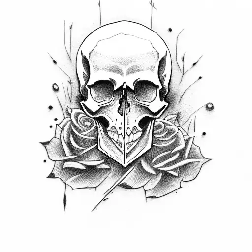 Skull With Knife Embedded