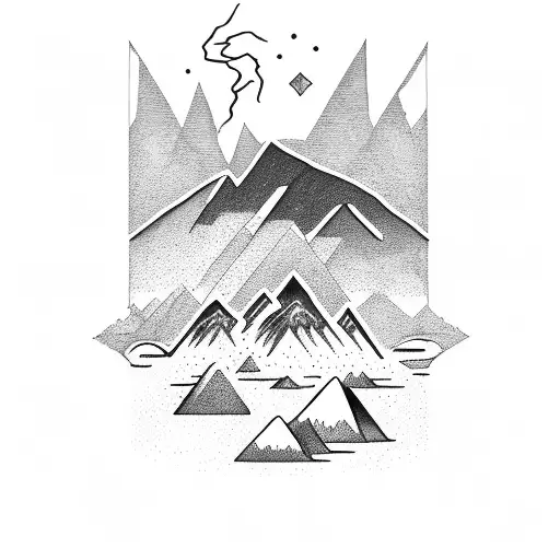 Mountain With Lightning Hitting The Top