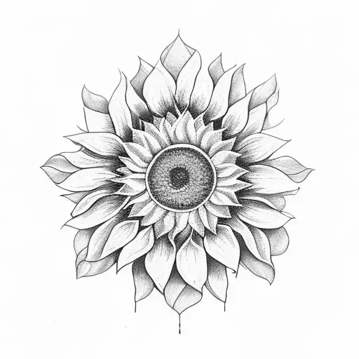 A Sunflower With Symbols Of Strength And Courage Intertwined In Its Petals