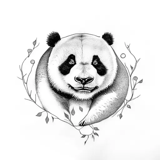 Lazy Panda Sleeping On Tree