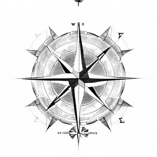 Compass Rose With An Anchor As The Center Point