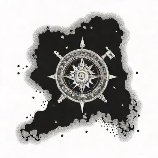 A Map Of Argentina And Sicilia With A Compass Rose And Musical Instruments