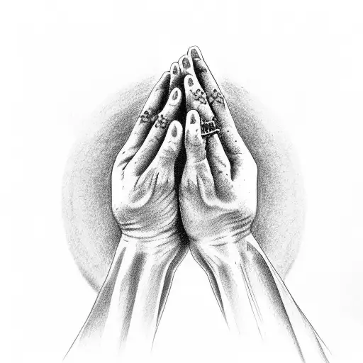 Hands Praying With A Rosary