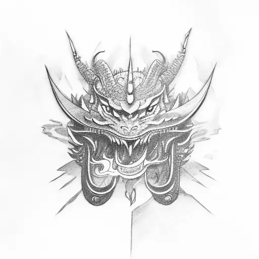 Samurai With A Dragon Around Him