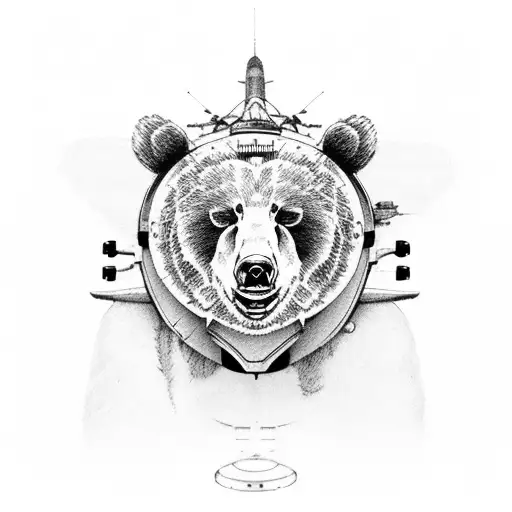 Realistic Bear With Aviation Elements