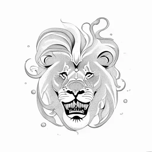 A Lion Surrounded By Swirling Waves Of Salt Water
