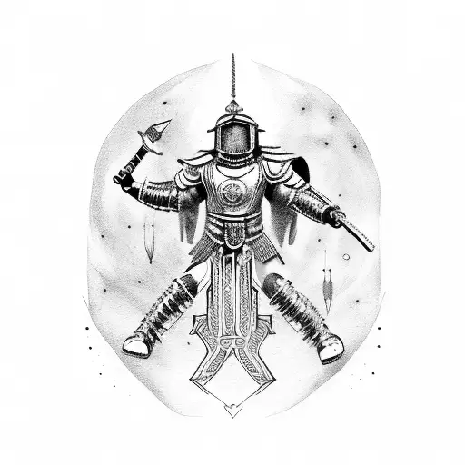 A Gladiator Playing A Heavy Metal Guitar In Space