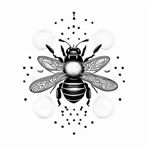 Dopamine Molecule And Psilocybin Molecule With A Bee