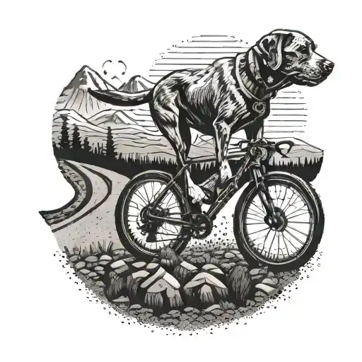 A Labrador Retriever Riding A Gravel Bike Through A Scenic Mountain Trail