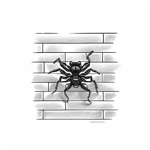 A Real Scorpion With His Tale On A Brick Wall