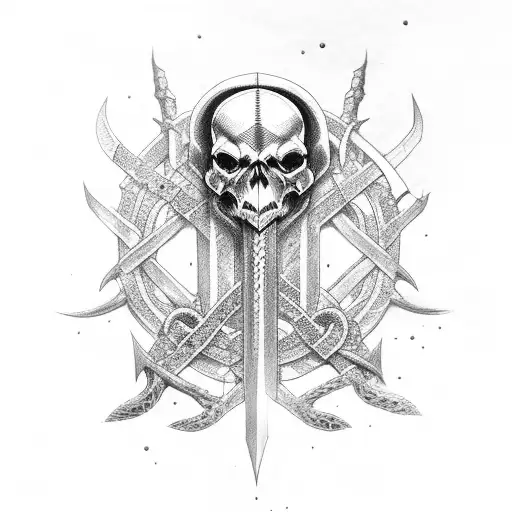 Dark Sword Snakes Skulls