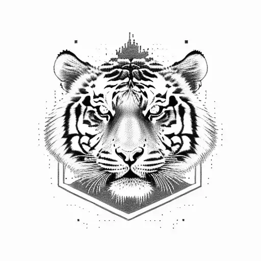 A Tiger In A Pixelated Video Game Style