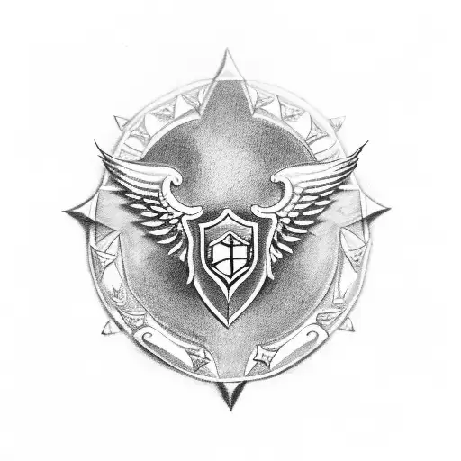 A Police Badge With Angel Wings And Devil Horns