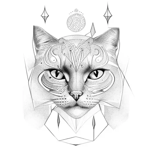 Mystical Symbols Forming The Shape Of A Cat And Beast