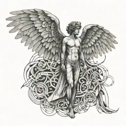 An Angelic Figure With Wings Made Of Intricate Geometric Patterns