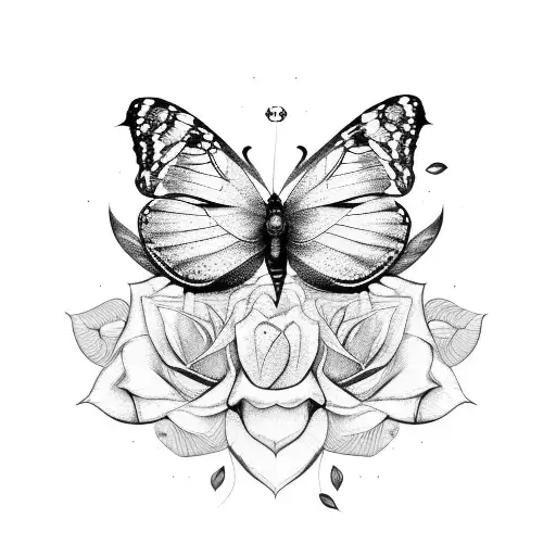 Abstract Representation Of A Butterfly With Rose Petals