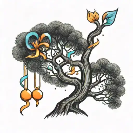 Cartoon Tree W Different Colored Cancer Ribbons Hanging From It