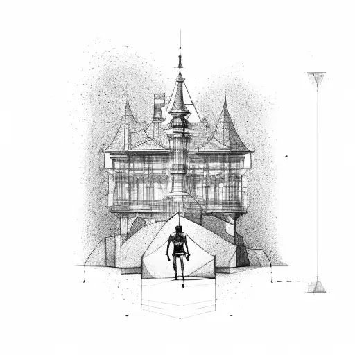 An Architectural Blueprint With A Soccer Player In Action