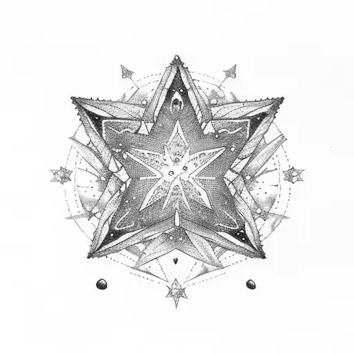 Star Constellation With Cactus Inside A Rock