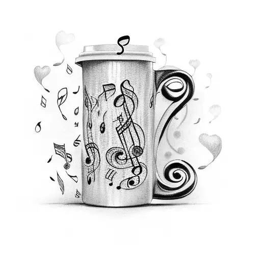 A Police Officer Holding A Coffee Mug With Music Notes Flowing Around