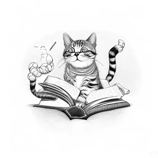 A Cat Playing With A Ball Of Yarn While A Mother Reads A Book To Her Daughter