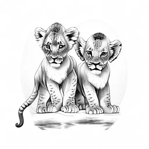 Baby Lion And Baby Elephant