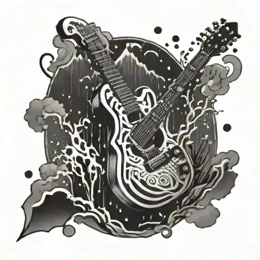 Design A Guitar Shredding Through A Thunderstorm In The Mountains