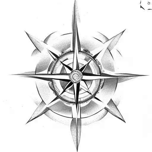 Back Tattoo Compass Cherry Blossom And Beach