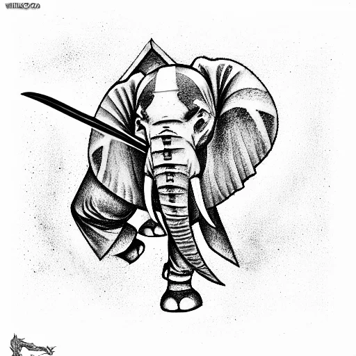 A Sword With A Blade Of An Elephant's Tusk And The Hilt Inlaid With Demonic