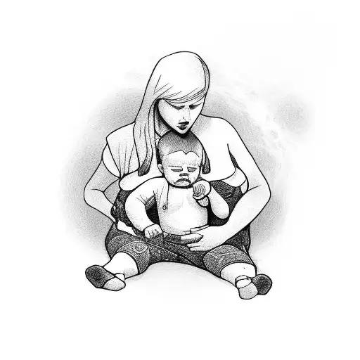 Mother And Son With The Baby Lost Due To Miscarriage