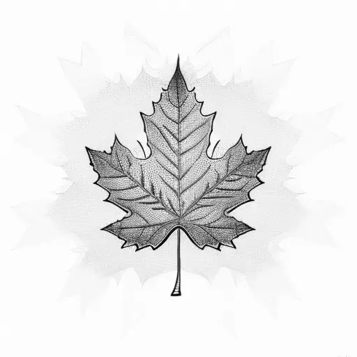 Maple Leaf Intertwined With Thai Script