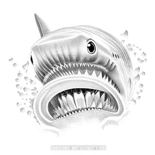 Sharks Mouth Open With Teeth Over A Pretty Girls Head