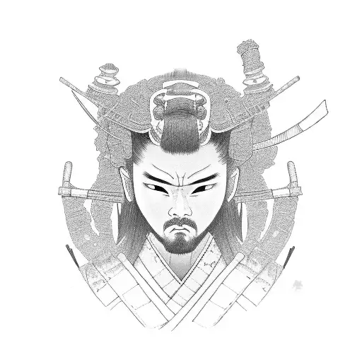 Samurai Profile With A Bonzai Tree