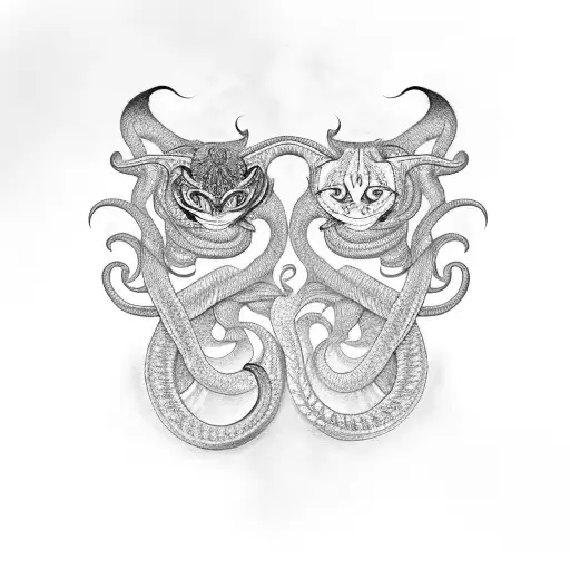 Two Cobras With A Siamese Cat