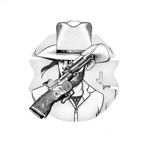 Pigeon With A Revolver And A Cowboy Hat